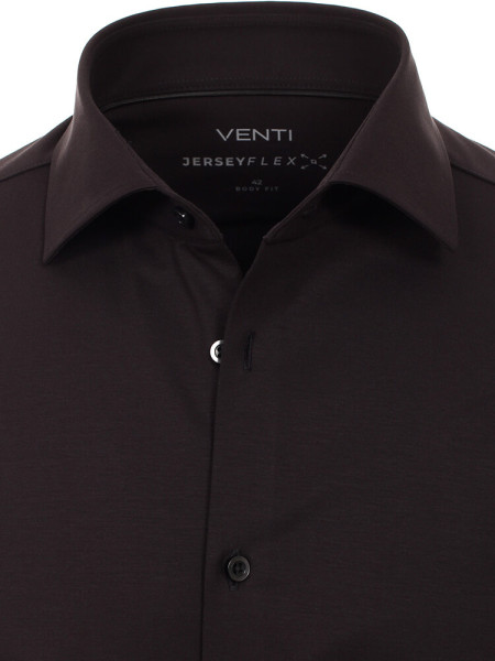 VENTI Slim Fit Hemd Schwarz Kent Jersey - Ansicht 1