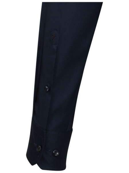 SEIDENSTICKER Slim Fit Hemd Dunkelblau Business Kent Struktur - Ansicht 1