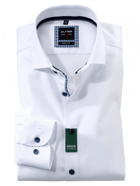 Olymp Hemd LEVEL 5 TWILL weiss mit Royal Kent Kragen in schmaler Schnittform