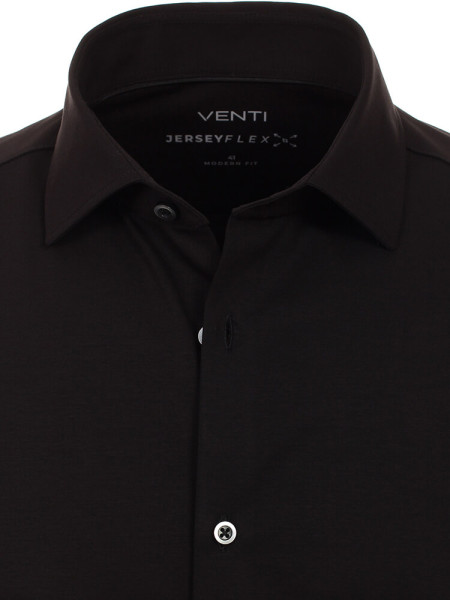 VENTI Regular Fit Hemd Schwarz Kent Jersey - Ansicht 1