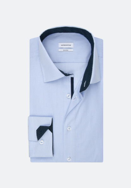 Seidensticker Hemd TAILORED UNI POPELINE hellblau mit Business Kent Kragen in schmaler Schnittform