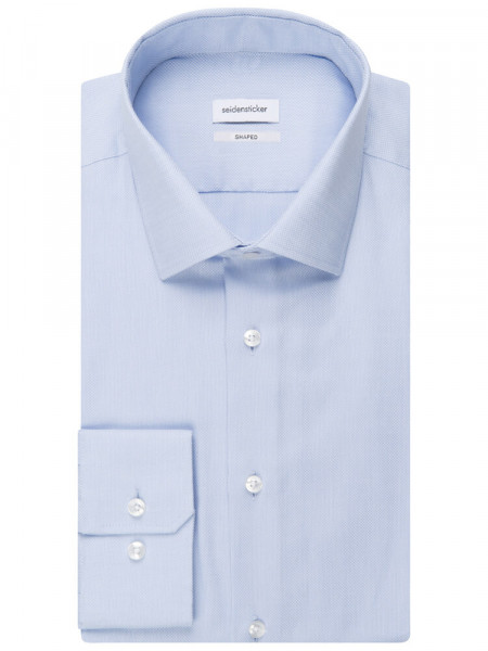 SEIDENSTICKER Tailored Fit Hemd Hellblau Business Kent Struktur - Ansicht 4