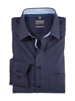 OLYMP Luxor comfort fit Hemd STRUKTUR dunkelblau mit New Kent Kragen in klassischer Schnittform