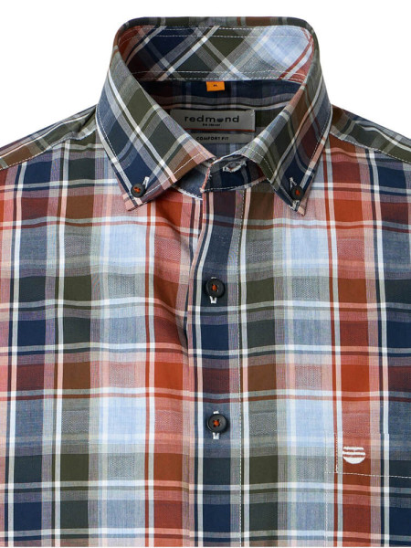 REDMOND Comfort Fit Hemd Rot Button-Down Hyperflex Dobby - Ansicht 1