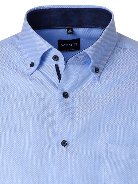 VENTI Comfort Fit Hemd Hellblau Button-Down Struktur - Ansicht 1
