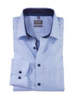 OLYMP Luxor comfort fit Hemd STRUKTUR hellblau mit New Kent Kragen in klassischer Schnittform