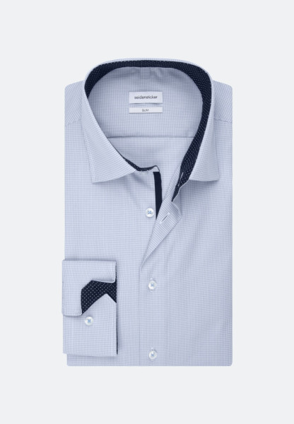 Seidensticker Hemd SLIM FIT UNI POPELINE hellblau mit Business Kent Kragen in schmaler Schnittform