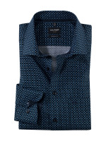 OLYMP Luxor modern fit Hemd PRINT dunkelblau mit Global Kent Kragen in moderner Schnittform