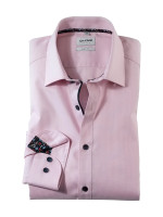 OLYMP Level Five body fit Hemd UNI STRETCH rosa mit New York Kent Kragen in schmaler Schnittform