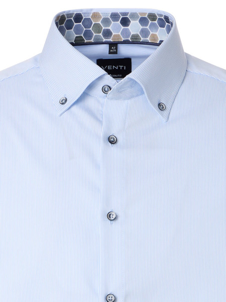 VENTI Regular Fit Hemd Hellblau Button-Down Struktur - Ansicht 1