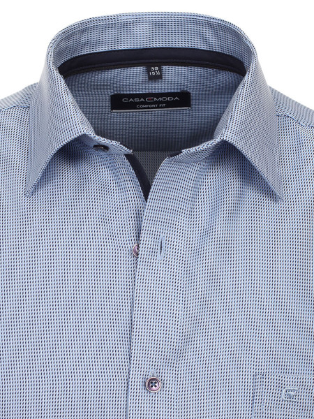 CASAMODA Comfort Fit Hemd Mittelblau Kent Struktur - Ansicht 1