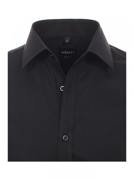 VENTI Slim Fit Hemd Schwarz Kent Popeline - Ansicht 1