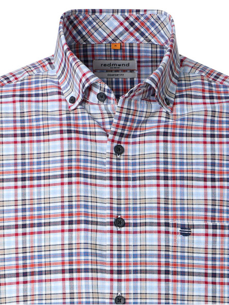 REDMOND Comfort Fit Hemd Rot Button-Down Fein Oxford - Ansicht 1