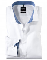 OLYMP Level Five body fit Hemd UNI POPELINE weiss mit Royal Kent Kragen in schmaler Schnittform