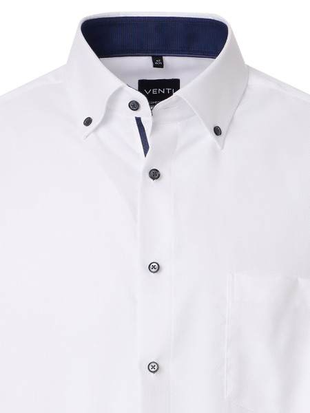 VENTI Comfort Fit Hemd Weiß Button-Down Struktur - Ansicht 1