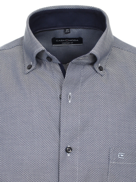CASAMODA Comfort Fit Hemd Rauchblau Button-Down Struktur - Ansicht 1