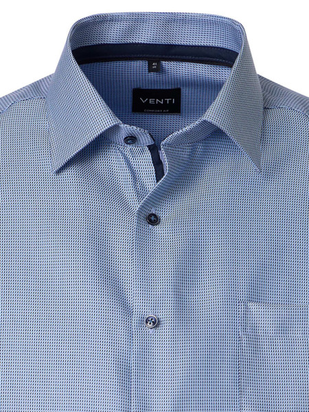 VENTI Comfort Fit Hemd Mittelblau Kent Struktur - Ansicht 1
