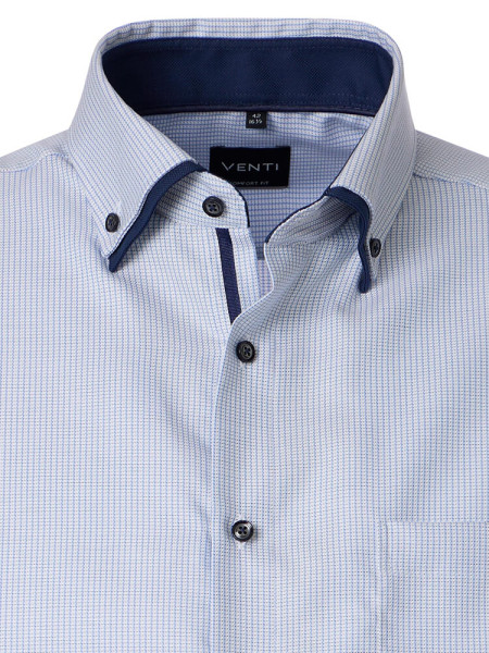 VENTI Comfort Fit Hemd Hellblau Button-Down Struktur - Ansicht 1