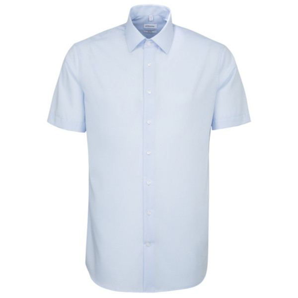 Seidensticker SHAPED Hemd UNI POPELINE hellblau mit Business Kent Kragen in moderner Schnittform