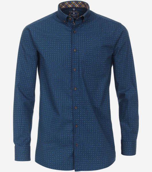 Redmond Hemd REGULAR FIT UNI POPELINE dunkelblau mit Button Down Kragen in klassischer Schnittform