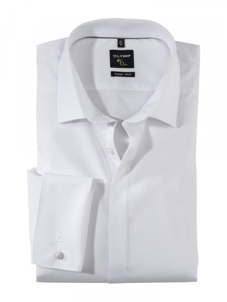 Chemise OLYMP SUPER SLIM UNI STRETCH blanc avec col Urban Kent en coupe super étroite