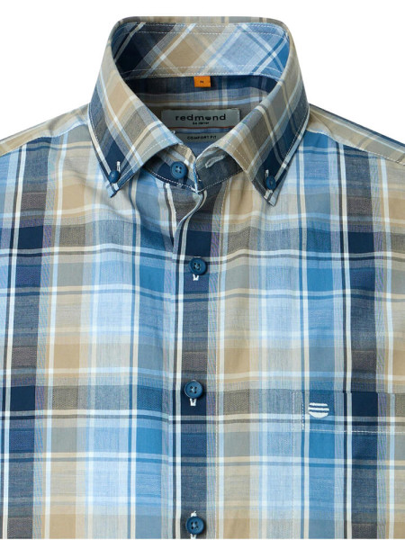 REDMOND Comfort Fit Hemd Hellblau Button-Down Hyperflex Dobby - Ansicht 1