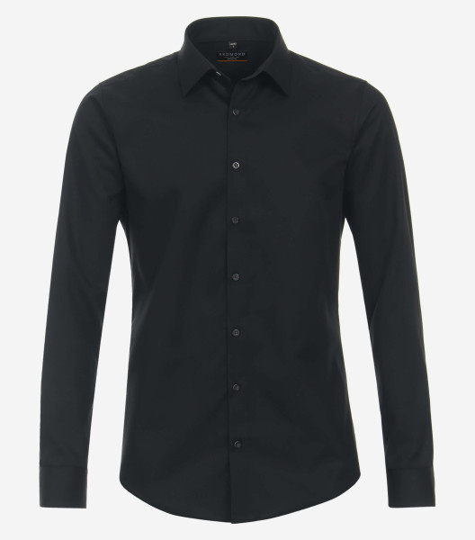 Redmond Hemd SLIM FIT TWILL schwarz mit Kent Kragen in schmaler Schnittform