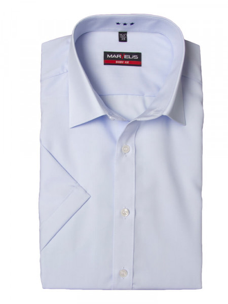 Marvelis BODY FIT Hemd UNI POPELINE hellblau mit New York Kent Kragen in schmaler Schnittform