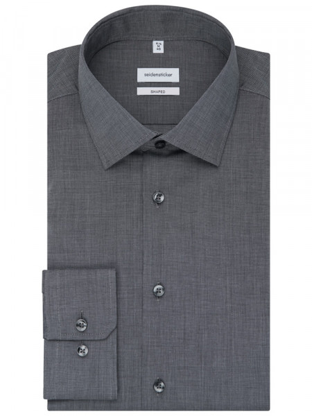 SEIDENSTICKER Tailored Fit Hemd Anthrazit Business Kent Fil à Fil - Ansicht 4