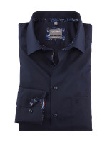 OLYMP Luxor comfort fit Hemd UNI POPELINE dunkelblau mit New Kent Kragen in klassischer Schnittform