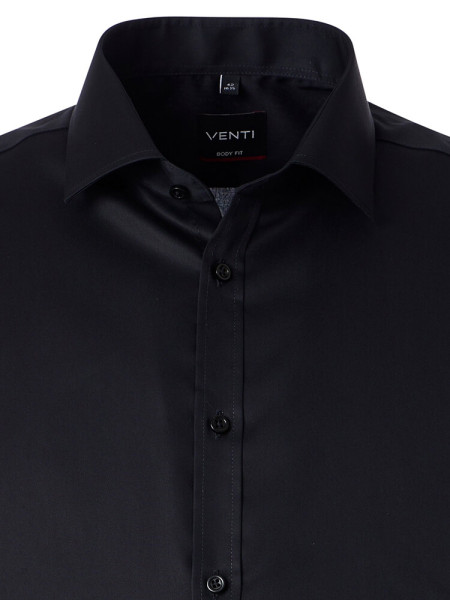 VENTI Slim Fit Hemd Schwarz Kent Popeline - Ansicht 1
