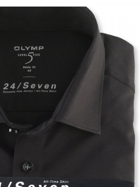 OLYMP Slim Fit Hemd Schwarz New York Kent Jersey