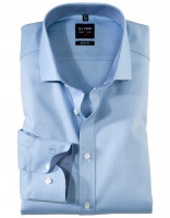 OLYMP Level Five body fit Hemd UNI POPELINE hellblau mit Royal Kent Kragen in schmaler Schnittform