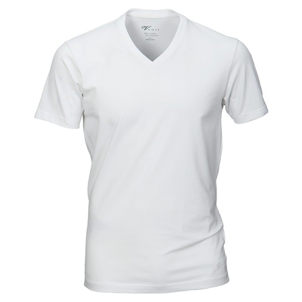 Venti T-Shirt in weiß mit V-Ausschnitt im Doppelpack